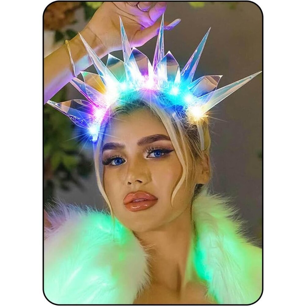 Light Up Headband LED Rave Hair Hoop Costume Accessories for Women Girls